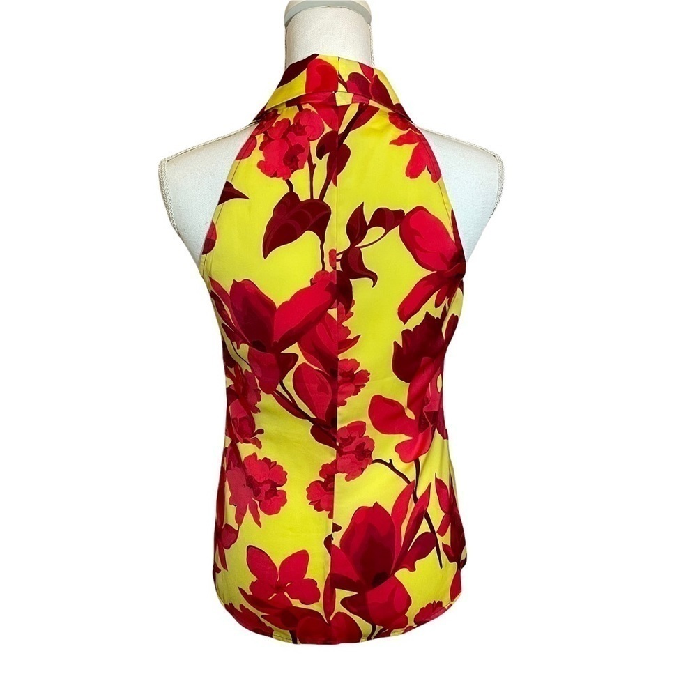 Banana Republic Sleeveless Yellow and Pink Hawaiian Flowery Racerback Top Size 0 - Picture 6 of 11